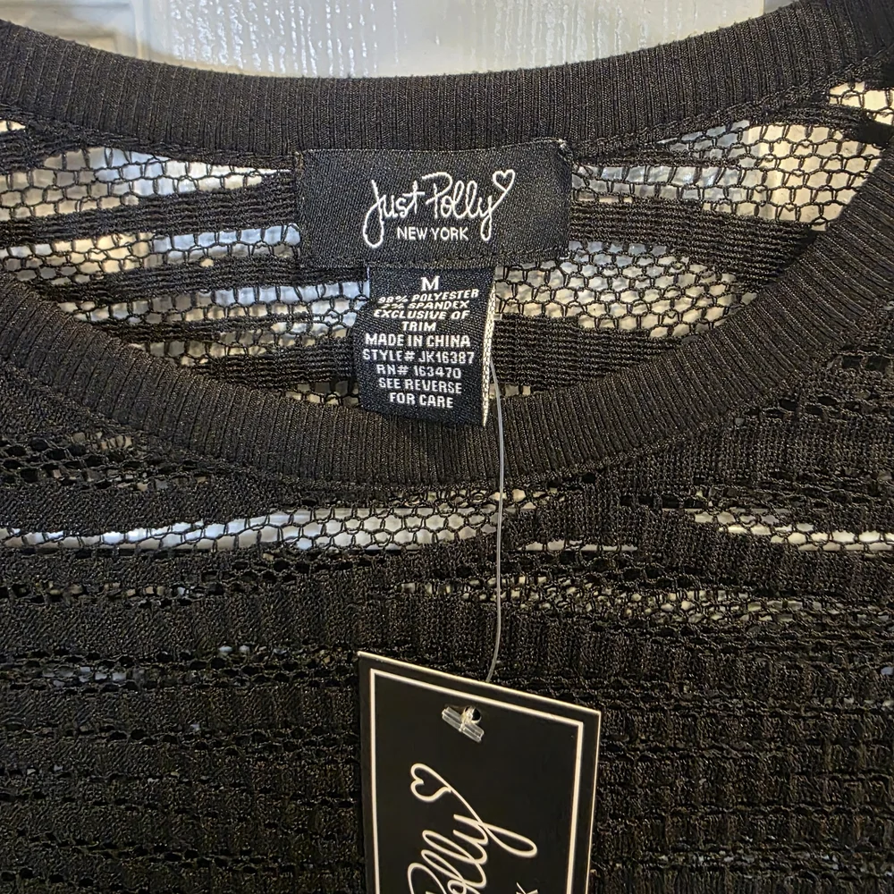 Just Polly Black Sheer Long Sleeve Top - Picture 3 of 6